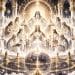 Celestial council of Ascended Masters and angelic beings surrounding a sacred cosmic sphere